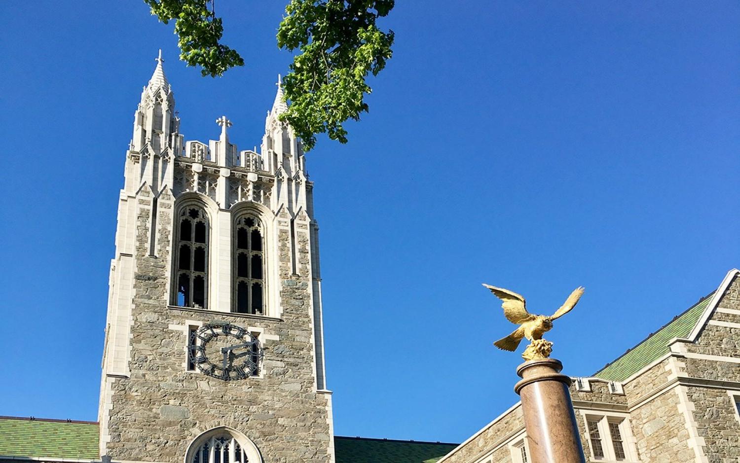 Gasson Hall and eagle statue